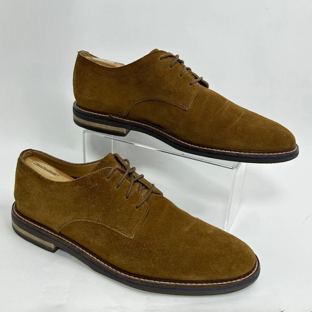 Bostonian Dezmin Plain Mens Tan Suede Derby Oxford Shoes 11 Ortholite footbed